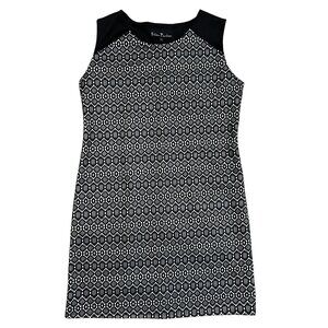 Ellen Parker Women's Size M Black & White Imitation Lace Front Mini Dress NWT